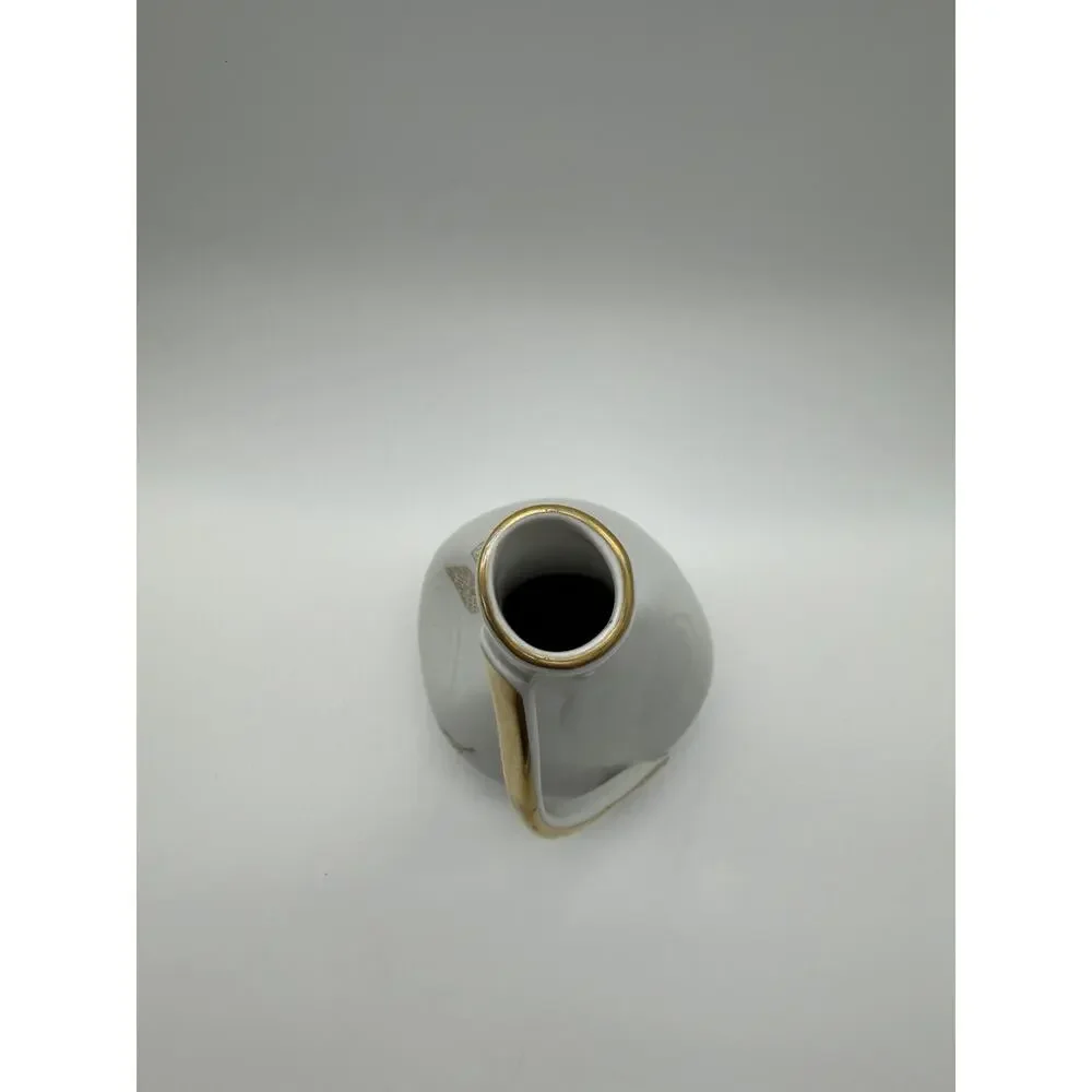 MCM Hertel Jacob Bavaria Porcelain Gold Leaf Handled Bud Vase 1960s Modernist 7
